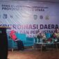 Kepala Disarpus Malut, Mulyadi Tutupoho saat memberikan sambutan pada kegiatan Rakorda Disarpus se-Malut. 