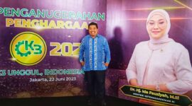 Kepala Dinas Nakertrans Malut, Marwan Polisiri saat menghadiri penganugrahan penghargaan K3 tahun 2023 di Jakarta, Kamis, 22 Juni 2023. (dok. One)