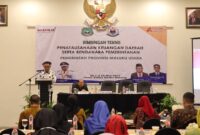 Sekprov Maluku Utara Drs. Samsudin Abdul Kadir M.Si membuka kegiatan Bimbingan Teknis Penatausahaan Keuangan Daerah serta Bendahara Pemerintahan di Hotel Swiss Bellin Malang, Sabtu, 27/05/2023.(dok:adpim)