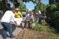 Sekretaris Dinas PUPR Malut, Iswan Idrus saat kerja bakti bersama para ASN di kawasan Kota Sofifi.