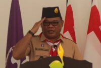 Drs. Samsudin Abdul Kadir saat membuka kegiatan rapat kerja daerah (Rakerda) Gerakan Pramuka Maluku utara di Aula Kwarda Gerakan Pamuka, Sofifi,03/04/23.(foto:MS)