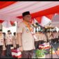 Sekdaprov Malut, Drs. Samsudin A Kadir saat memimpin apel besar HUT Gerakan Pramuka ke-62, di Kantor Kwarda Malut. (foto: Mato)