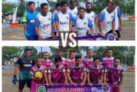 Tim Dekape FC (Atas) melawan tim ESDM FC (Bawah). 