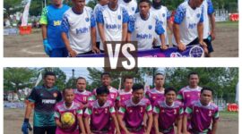 Tim Dekape FC (Atas) melawan tim ESDM FC (Bawah). 