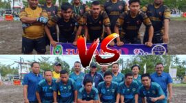 Sabhara Fc atas versus Diskop Fc (bawah). 
