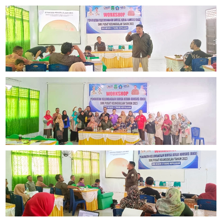 Kepala Disnakertrans Malut, Marwan Polisiri saat menjadi pemateri pada kegiatan workshop penguatan Kelembagaan Bursa Kerja Khusus. 