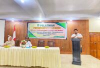 Kepala Disnakertrans Malut, Marwan Polisiri saat menyampaikan sambutan pada kegiatan pelatihan agrobisnis. 