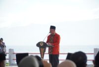 Gubernur AGK saat menyampaikan sambuta  pada kegiatan Hari Nusantara 2023 di Kota Tidore Kepulauan. 