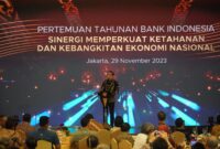 Presiden Joko Widodo saat menghadiri rapat tahunan Bank Indonesia. 