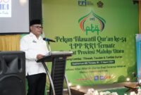 Sekda Malut memberikan sambutan pada kegiatan PTQ RRI Ternate ke-54.