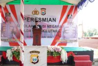 Pj Guburnur Malut saat menghadiri peresmian SPN Polda Malut