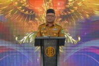 Pj Gubernur saat menyampaikan sambutan pada acara tahunan Bank Indonesia tahun 2024.
