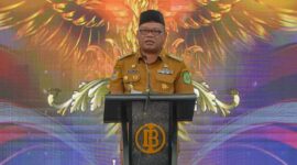 Pj Gubernur saat menyampaikan sambutan pada acara tahunan Bank Indonesia tahun 2024.