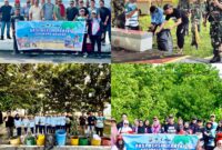 Foto kegiatan bersih pantai komunitas Genius bersama Pemerintah Kota Tidore Kepulauan, TNI Polri, Pemuda dan masyarakat di Pantai Tugulufa. 