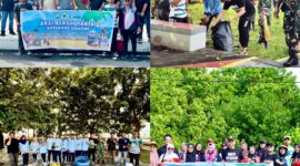 Foto kegiatan bersih pantai komunitas Genius bersama Pemerintah Kota Tidore Kepulauan, TNI Polri, Pemuda dan masyarakat di Pantai Tugulufa. 