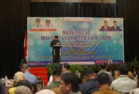 Wakil Gubernur Maluku Utara, Sarbin Sehe saat membuka kegiatan Naker Fest Maluku Utara Job Fair 2025.