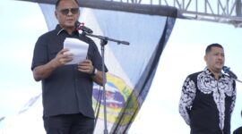 Wali Kota Tidore Kepulauan, Muhammad Sinen saat memberikan sambutan pada kegiatan kunjungan Dubes Spanyol. 