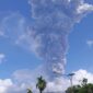 Erupsi Gunung Ibu Halmahera Barat yang diabadikan Warga dari Desa Sangaji Nyeku Kecamatan Tabaru Halmahera Barat.