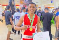 Atlet muaithay Zulfiqra Samsudin berhasil keluar sebagai juara satu pada kejurda. 