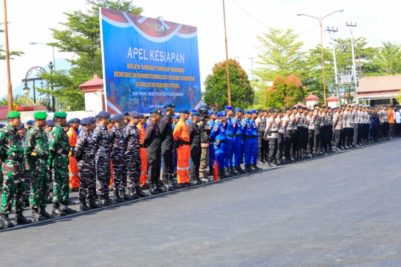 482 personil anggota Polda Malut mengikuti apel kesiapsiagaan tanggap darurat bencana hidrometeorologi. 