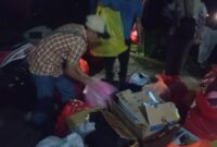 Foto: Bantuan KKSS Halbar yang tiba di Posko Desa Tongute Ternate Asal Kecamatan Ibu Kabupaten Halbar yang tiba tadi malam.