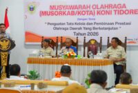 Ahmad Laiman saat memberikan sambutan pada musorkab KONI. 