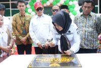 Bupati Sula, Fifian Adeningsi Mus saat meresmikan RSP Dofa dengan penandatanganan prasasti. 