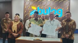 Wakil Bupati Sula, Saleh Marasabessy melakukan penandatanganan MoU dengan Bulog. 