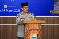 Kapolda Malut, Irjen Pol Waris Agono saat memberikan sambutan pada kegiatan buka bersama insan pers. 