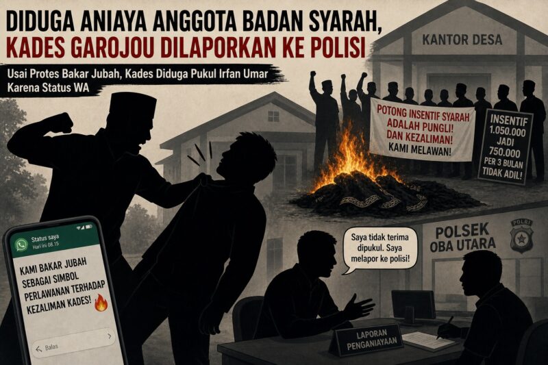 Ilustrasi aksi premanisme yang dilakukan oleh Kades Garojou terhadap salah satu badan syarah yang protes dengan pemotongan insentif