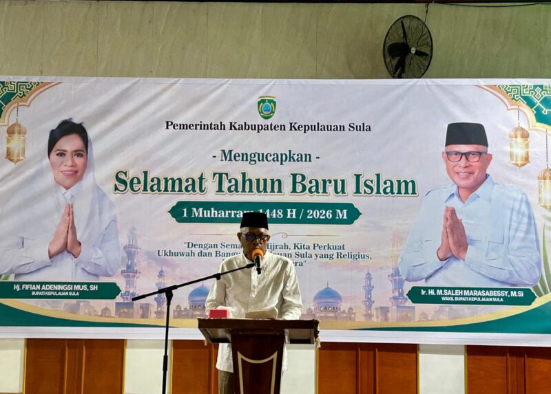Wakil Bupati Kepulauan Sula, M. Saleh Marasabessy saat memberikan sambutan. 
