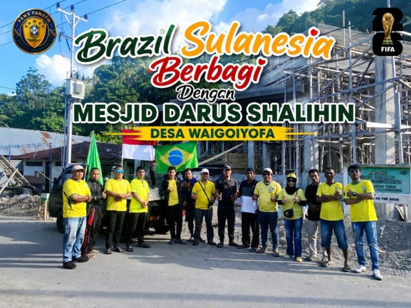 Fanatik Brazil Sula melakukan aksi sosial dengan memberikan bantuan pembangunan masjid. 