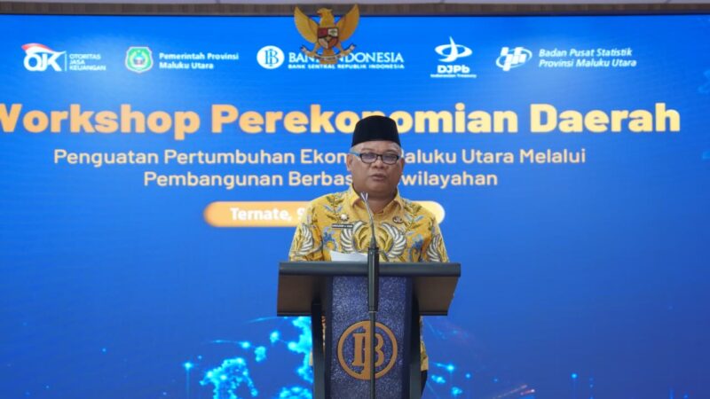 Sekda Malut Samsudin A Kadir saat membuka workshop perekonomian daerah