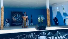 Rektor Unibrah Sarbaini A Karim saat membuka kegiatan Teknik Expo yang berlangsung di Desa Garojou