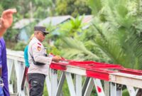 Salah satu pembangunan dilakukan Satuan Brimob Polda Maluku Utara di Desa Salube, Kecamatan Loloda, Kabupaten Halmahera Utara